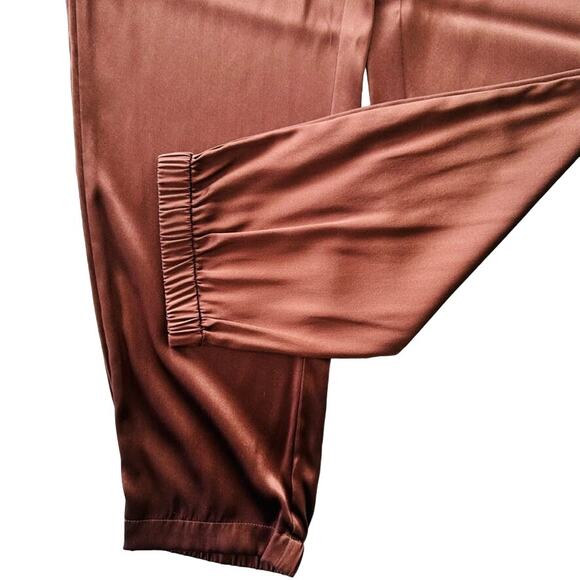 CAMI NYC Alex Pant Size Small Chocolate Brown Shiny Silk Pockets Relaxed - Picture 5 of 8